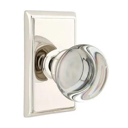 Emtek Providence Crystal Knob with Rectangular Rosette in Lifetime Polished Nickel finish