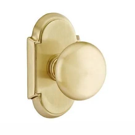 Emtek Providence Knob with #8 Rosette in Satin Brass finish