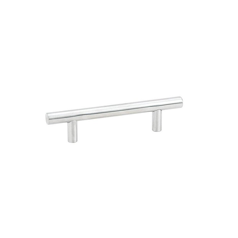 The Emtek Stainless Steel Bar Cabinet Pull, 4" Center to Center in Brushed Stainless Steel finish