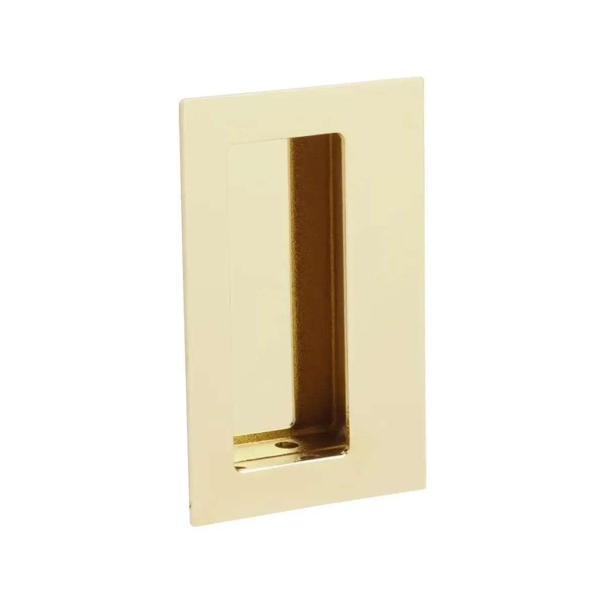 Emtek Rectangular Flush Pull with Offset Pocket Polished Brass