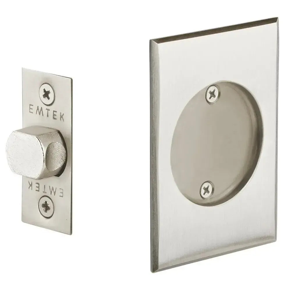 Emtek Passage Rectangular Pocket Door Tubular Lock in Satin Nickel finish