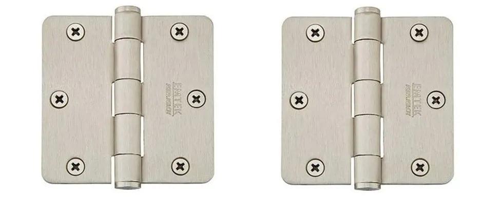 Emtek Residential Duty Solid Brass Plain Bearing Hinge, 3.5" x 3.5" with 1/4" Radius Corners in Satin Nickel finish