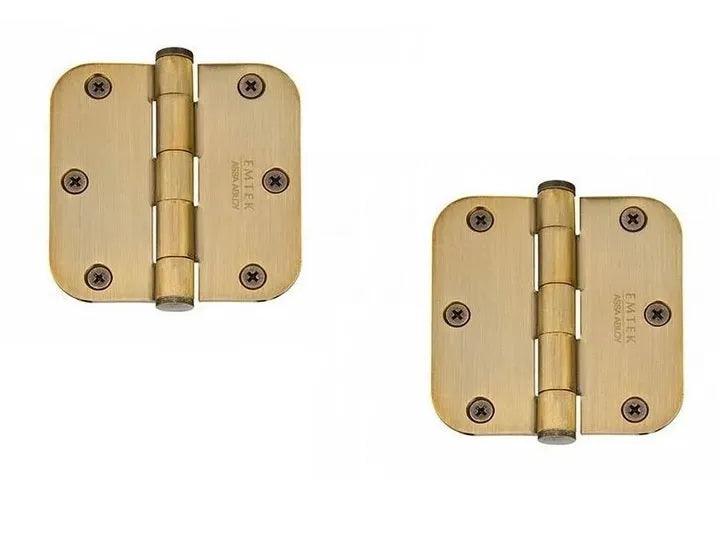 Emtek Residential Duty Solid Brass Plain Bearing Hinge, 3.5" x 3.5" with 5/8" Radius Corners in French Antique finish