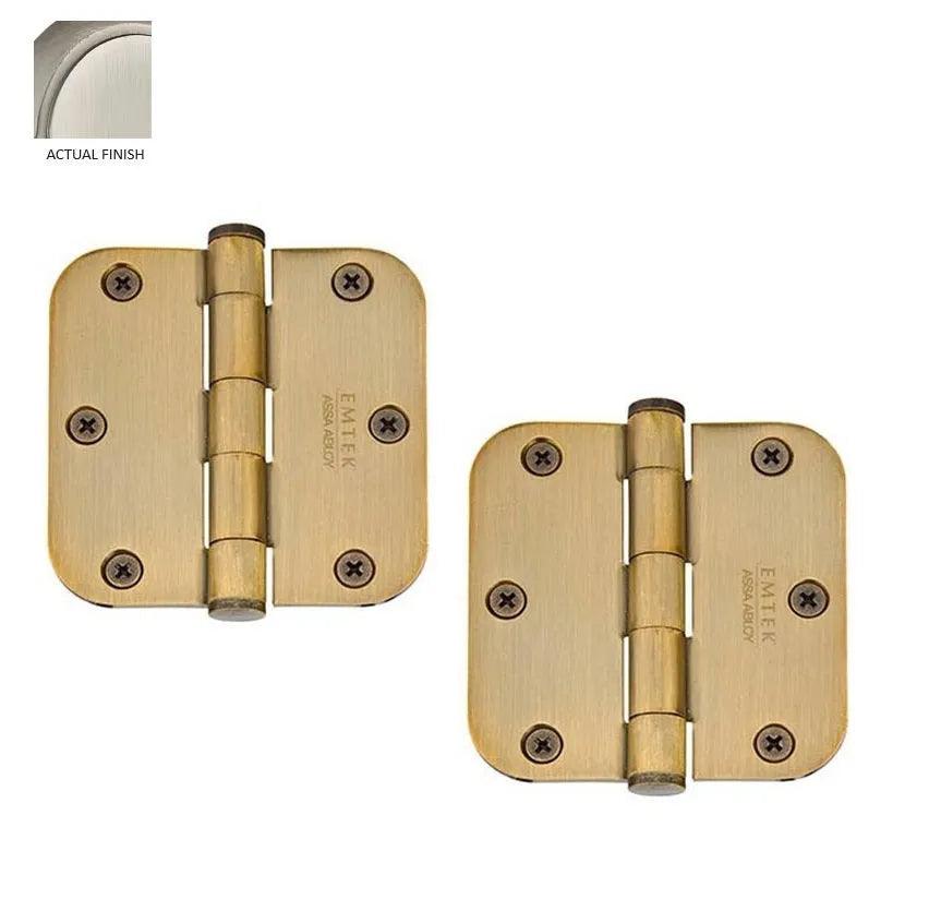 Emtek Residential Duty Solid Brass Plain Bearing Hinge, 3.5" x 3.5" with 5/8" Radius Corners in Pewter finish