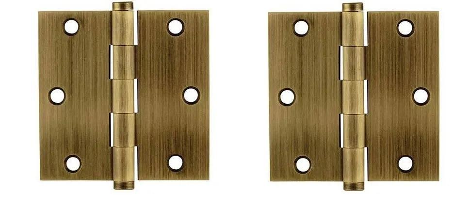 Emtek Residential Duty Solid Brass Plain Bearing Hinge, 3.5" x 3.5" with Square Corners French Antique