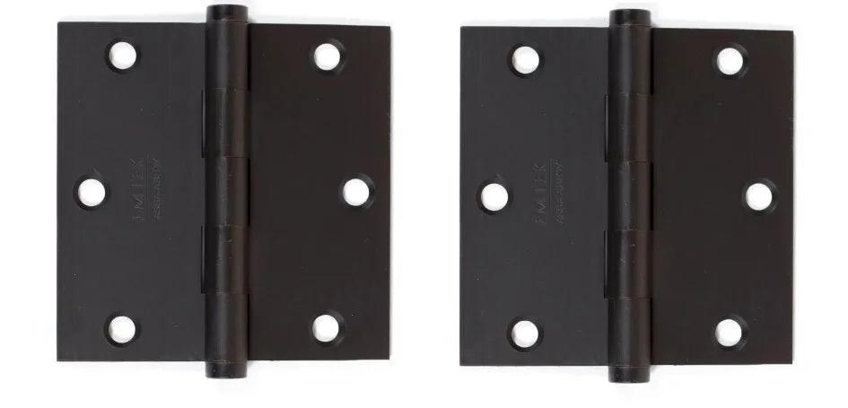 Emtek Residential Duty Solid Brass Plain Bearing Hinge, 3.5" x 3.5" with Square Corners Oil Rubbed Bronze