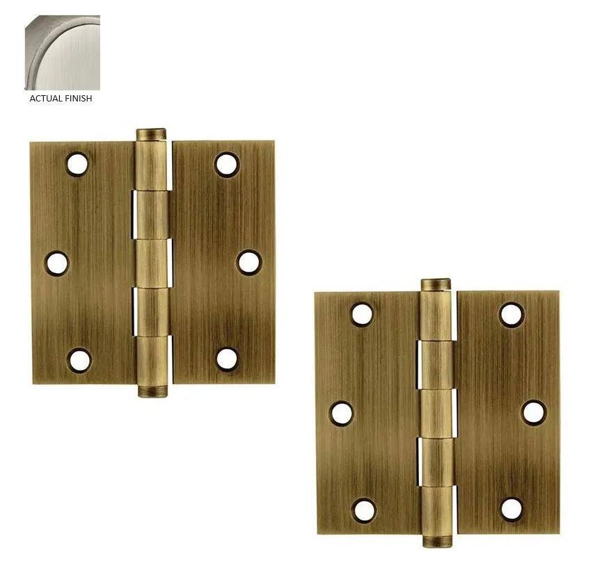 Emtek Residential Duty Solid Brass Plain Bearing Hinge, 3.5" x 3.5" with Square Corners Pewter