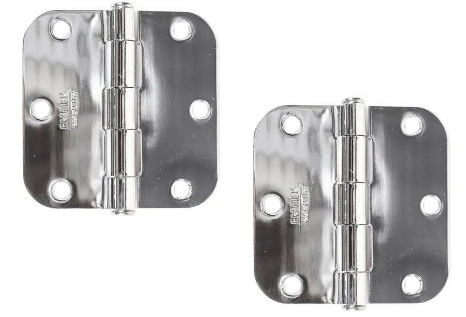 Emtek Residential Duty Steel Plain Bearing Hinge, 3.5" x 3.5" with 5/8" Radius Corners Polished Chrome