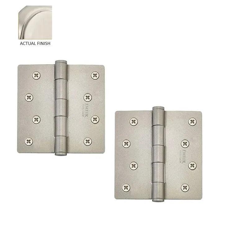Emtek Residential Duty Steel Plain Bearing Hinge, 4" x 4" with 1/4" Radius Corners in Satin Nickel finish