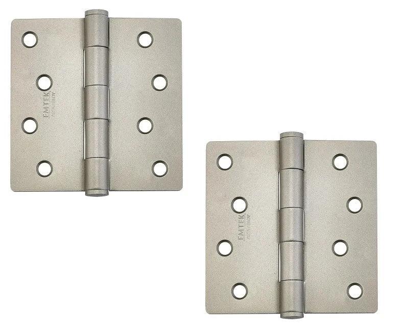 Emtek Residential Duty Steel Plain Bearing Hinge, 4" x 4" with 1/4" Radius Corners in Tumbled White Bronze finish