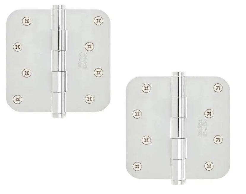 Emtek Residential Duty Steel Plain Bearing Hinge, 4" x 4" with 5/8" Radius Corners in Lifetime Polished Nickel finish