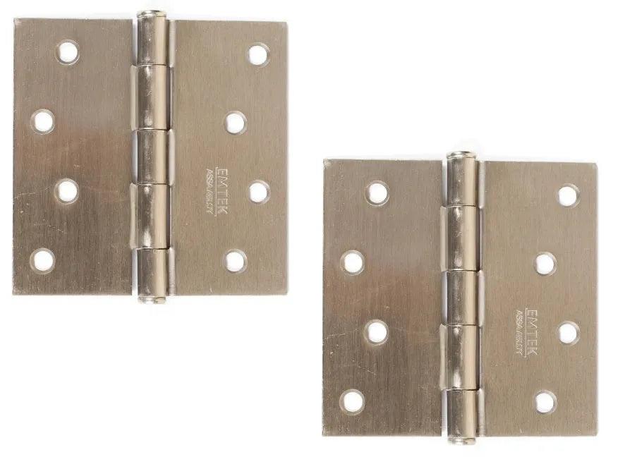 Emtek Residential Duty Steel Plain Bearing Hinge, 4" x 4" with Square Corners in Satin Nickel finish