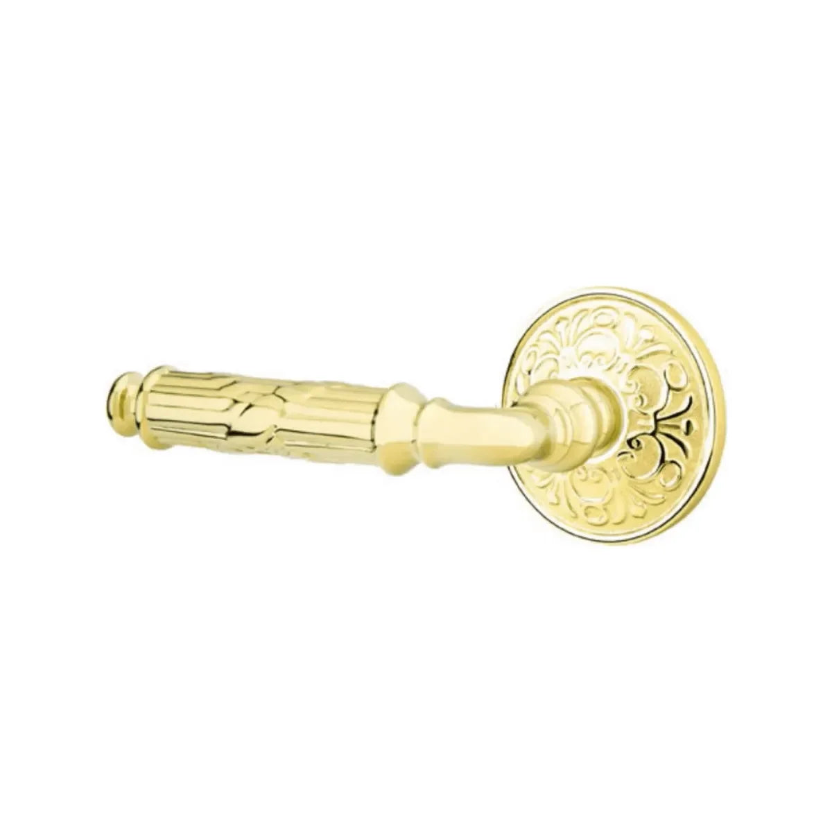 Emtek Ribbon & Reed Lever With Lancaster Rosette Unlacquered Brass
