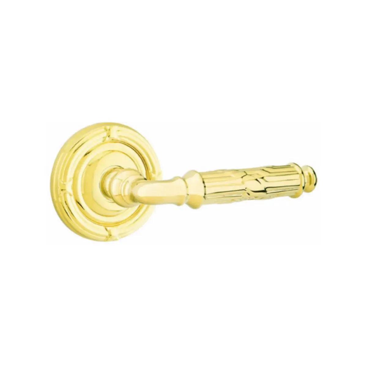 Emtek Ribbon & Reed Lever With Lancaster Rosette Unlacquered Brass
