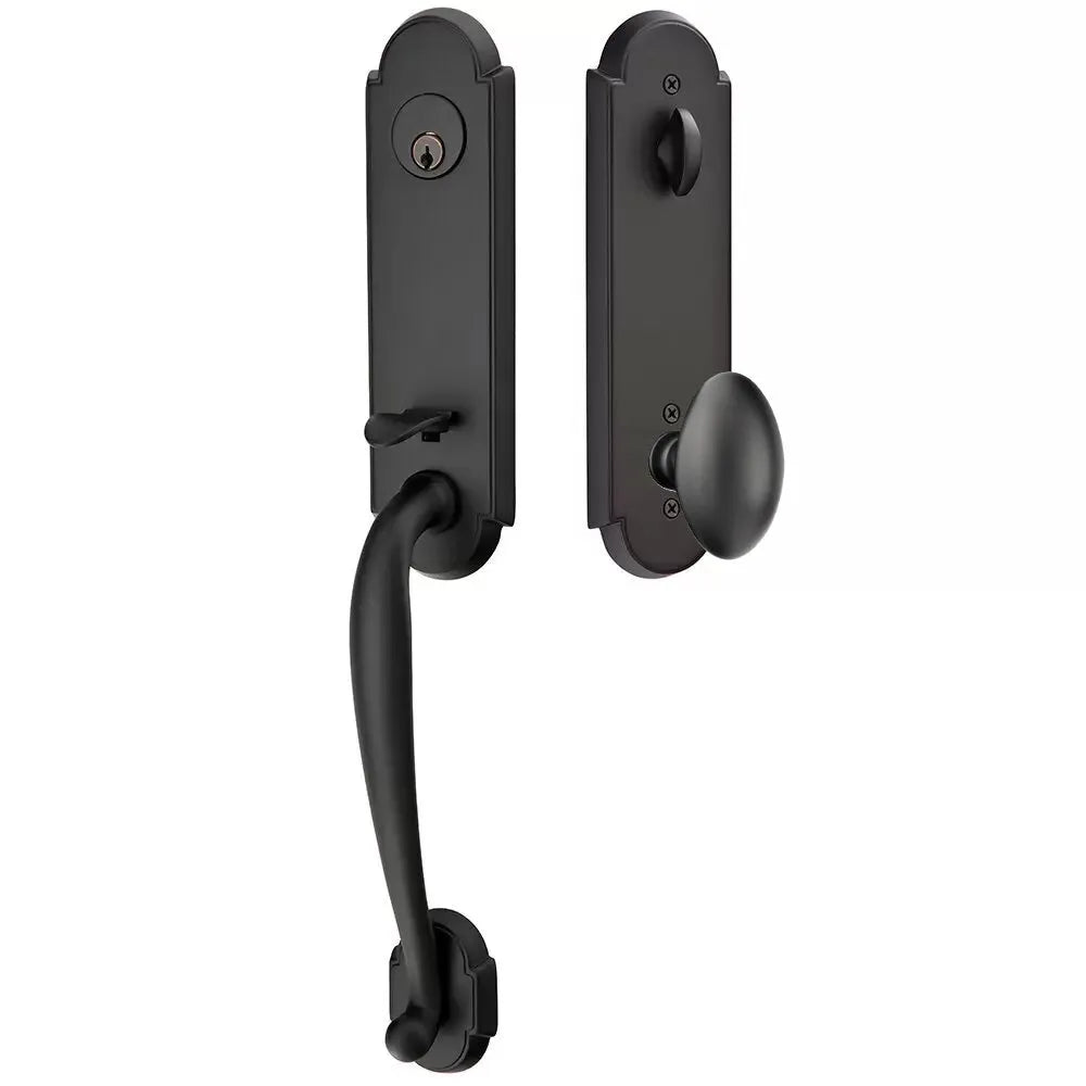 Emtek Richmond Tubular Handleset with Egg Knob in Flat Black finish