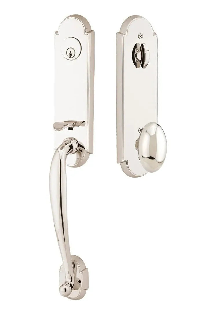 Emtek Richmond Tubular Handleset with Egg Knob in Lifetime Polished Nickel finish