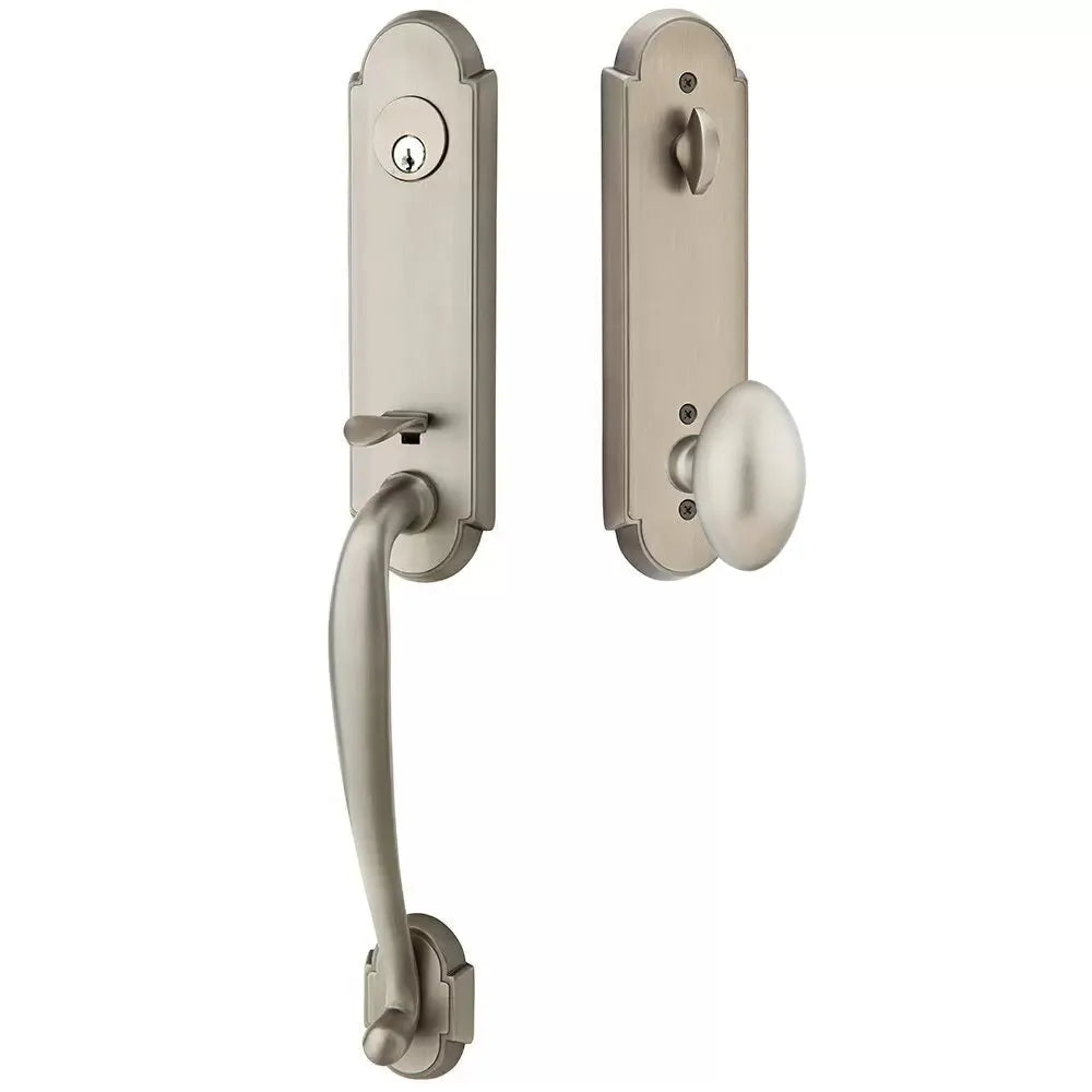 Emtek Richmond Tubular Handleset with Egg Knob in Pewter finish
