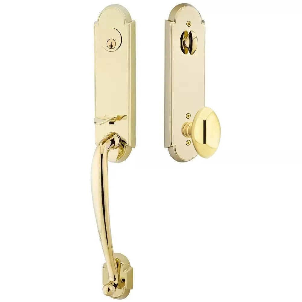 Emtek Richmond Tubular Handleset with Egg Knob in Polished Brass finish