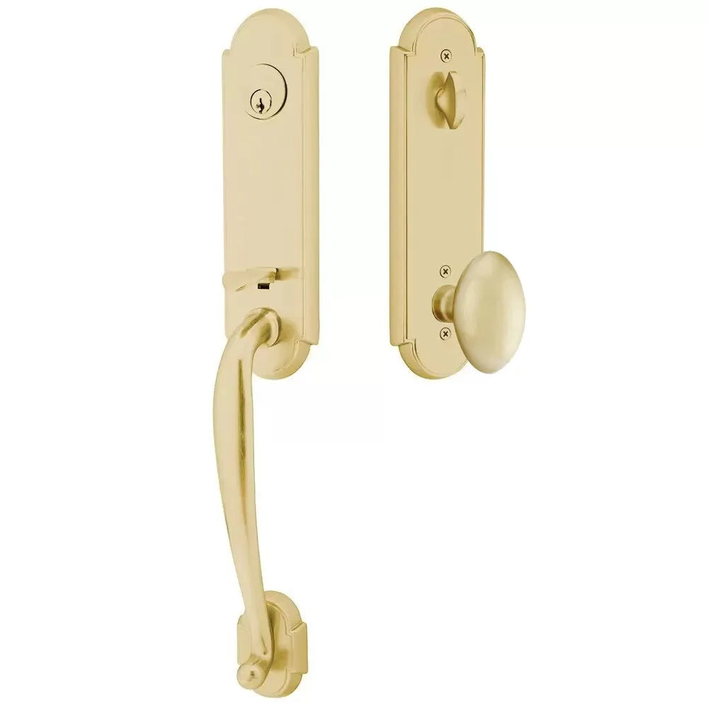 Emtek Richmond Tubular Handleset with Egg Knob in Satin Brass finish