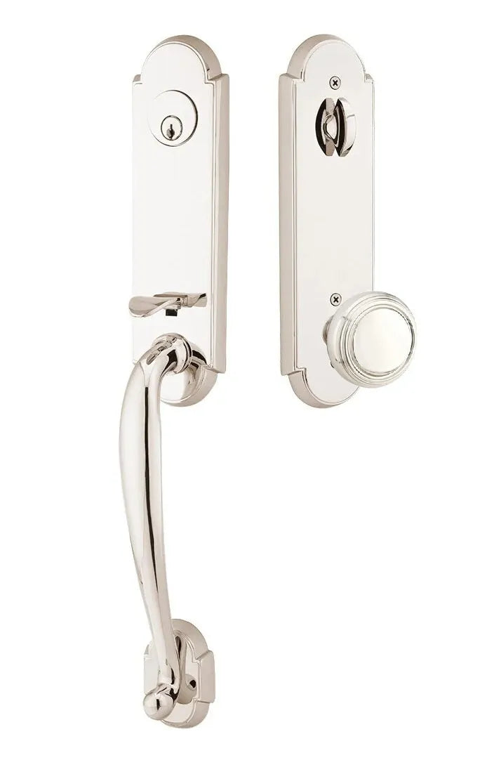 Emtek Richmond Tubular Handleset with Norwich Knob in Lifetime Polished Nickel finish
