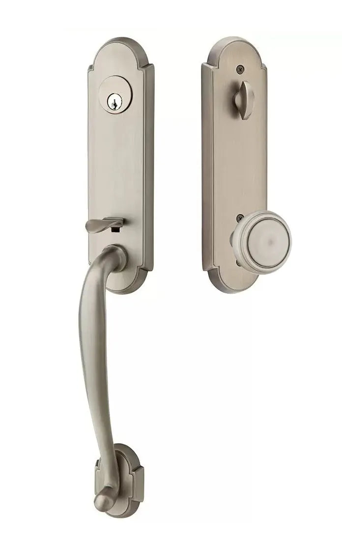 Emtek Richmond Tubular Handleset with Norwich Knob in Pewter finish