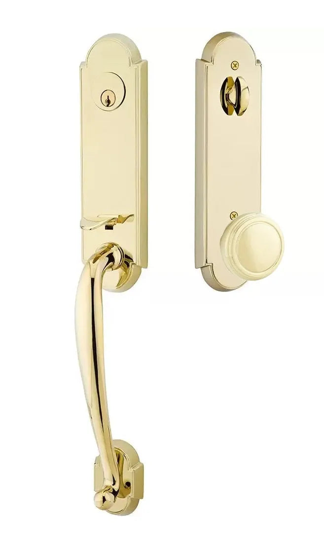Emtek Richmond Tubular Handleset with Norwich Knob in Polished Brass finish