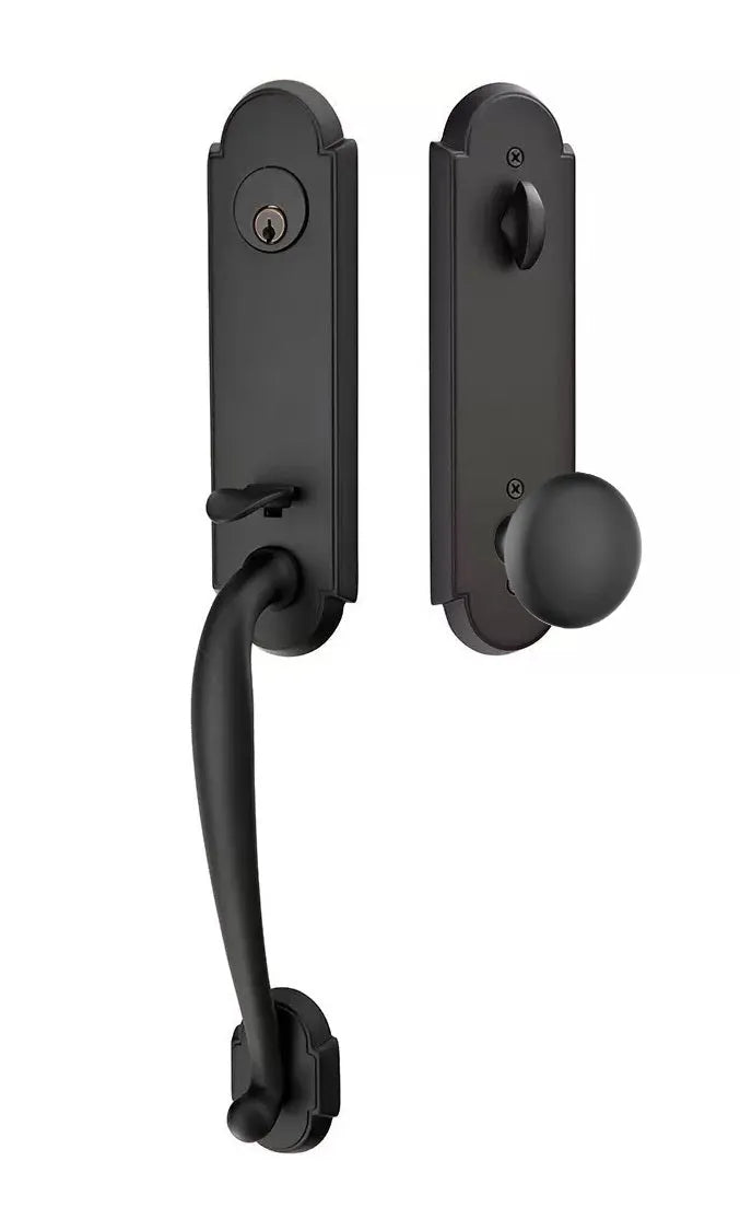Emtek Richmond Tubular Handleset with Providence Knob in Flat Black finish