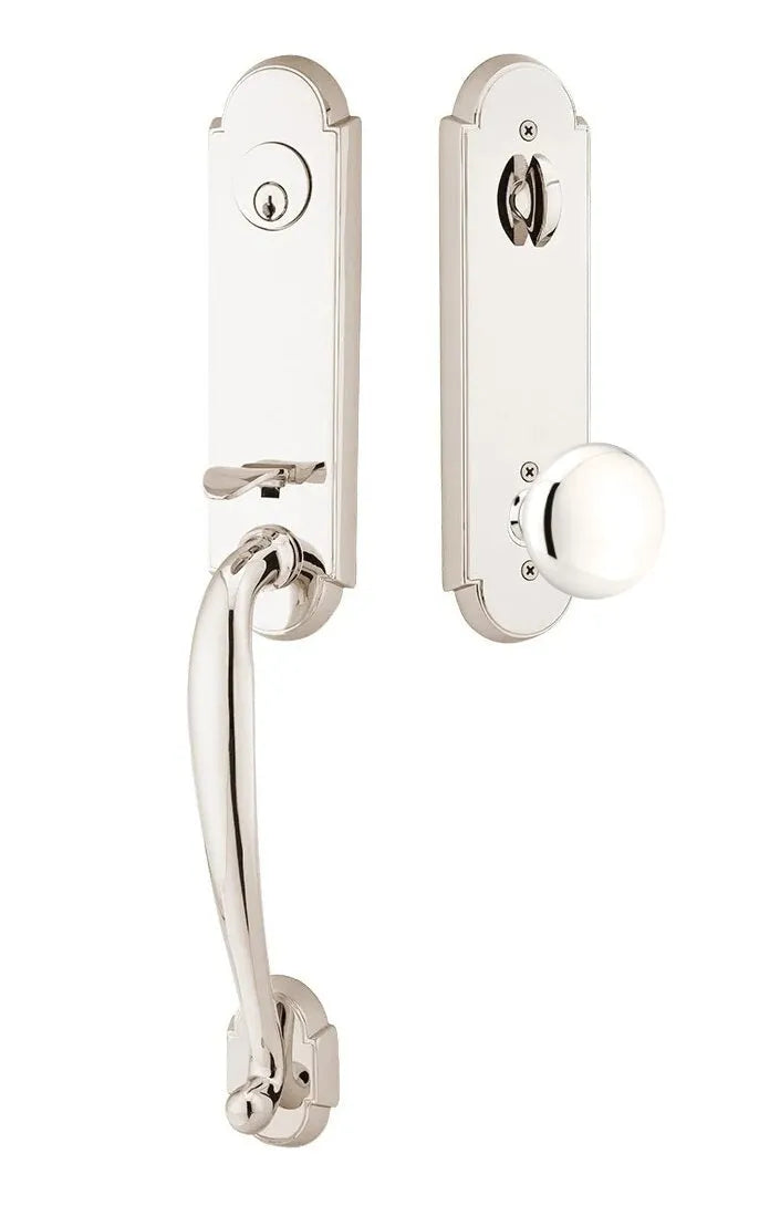 Emtek Richmond Tubular Handleset with Providence Knob in Lifetime Polished Nickel finish
