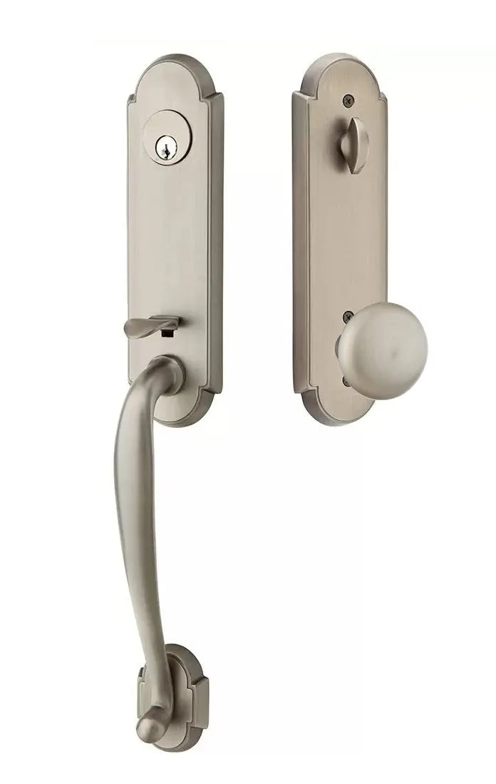 Emtek Richmond Tubular Handleset with Providence Knob in Pewter finish