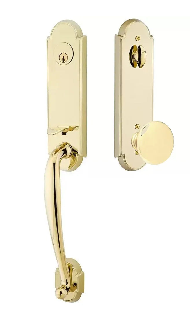 Emtek Richmond Tubular Handleset with Providence Knob in Polished Brass finish
