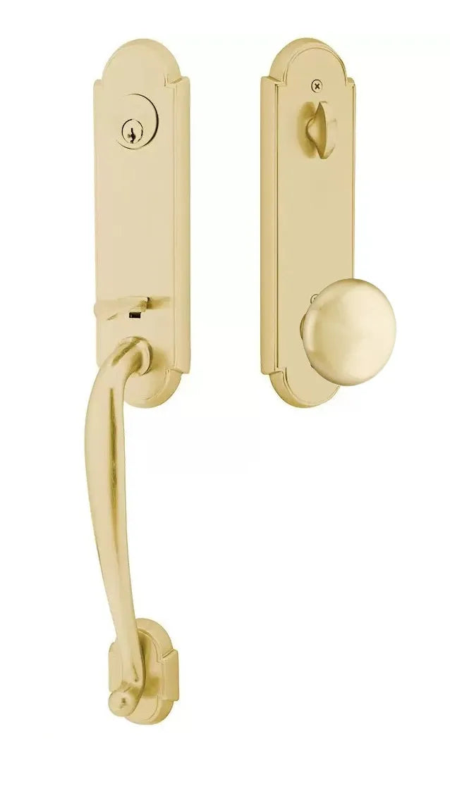 Emtek Richmond Tubular Handleset with Providence Knob in Satin Brass finish