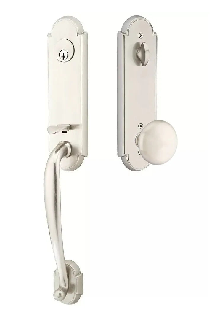 Emtek Richmond Tubular Handleset with Providence Knob in Satin Nickel finish