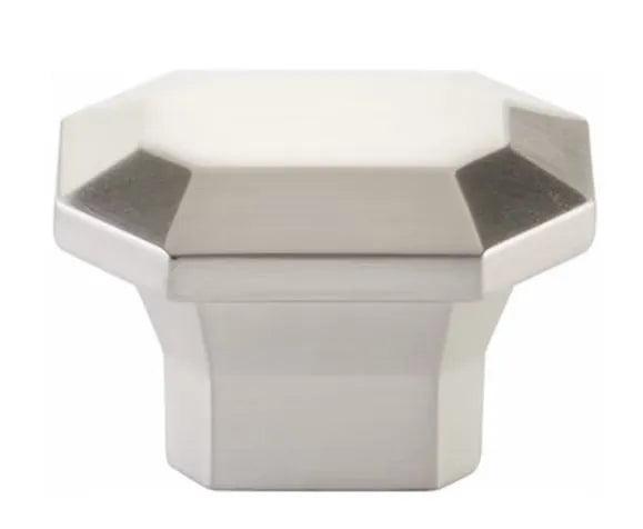 The Emtek Riviera Rectangle Knob in Satin Nickel finish