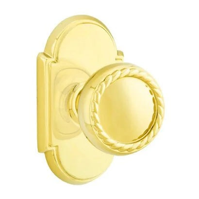 Emtek Rope Knob with #8 Rosette Lifetime Polished Brass