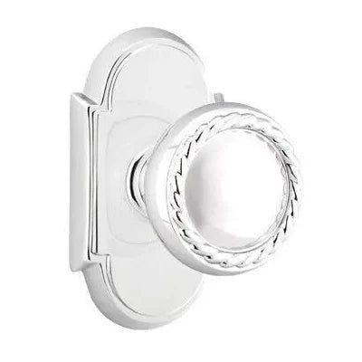 Emtek Rope Knob with #8 Rosette Polished Chrome