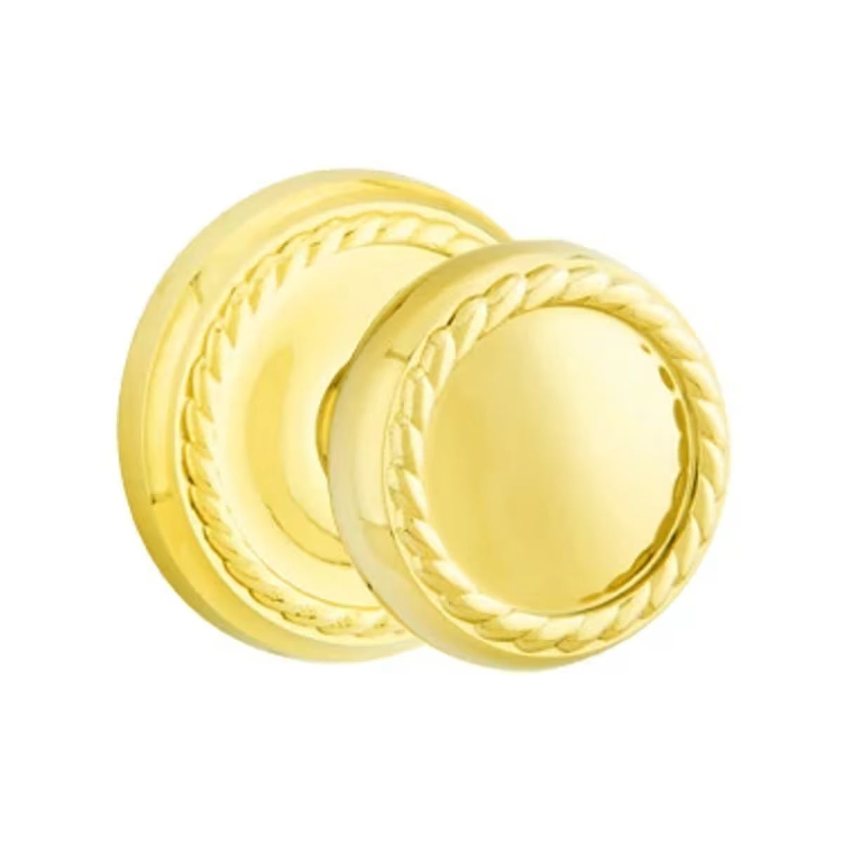 Emtek Rope Knob with Rope Rosette in Unlacquered Brass finish