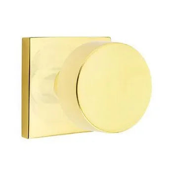 Emtek Round Knob with Square Rosette in Unlacquered Brass finish