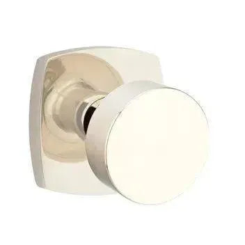 Emtek Round Knob With Urban Modern Rosette in Lifetime Polished Nickel finish
