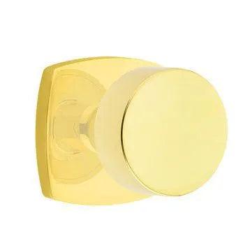 Emtek Round Knob With Urban Modern Rosette Unlacquered Brass