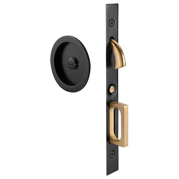Emtek Round Pocket Door Mortise Lock Flat Black