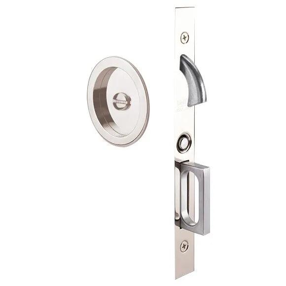 Emtek Round Pocket Door Mortise Lock Lifetime Polished Nickel