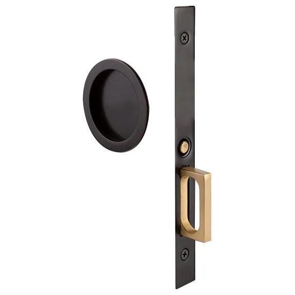 Emtek Round Pocket Door Mortise Lock in Oil Rubbed Bronze finish