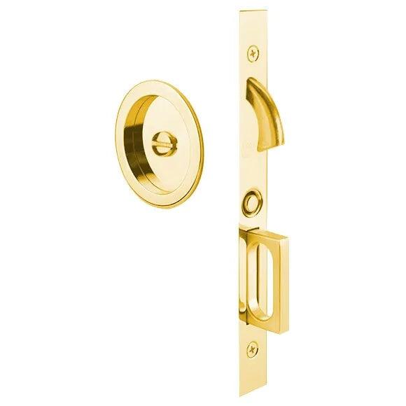 Emtek Round Pocket Door Mortise Lock Unlacquered Brass