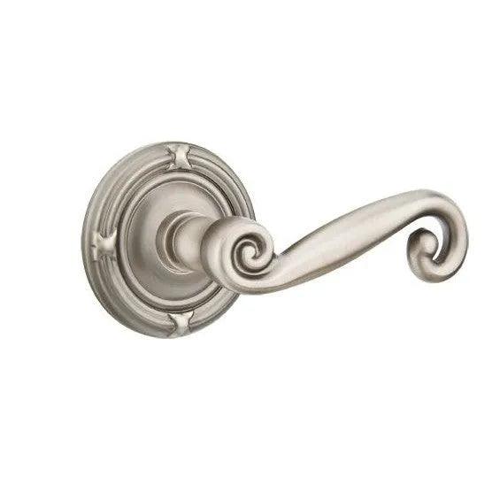 Emtek Rustic Lever With Ribbon & Reed Rosette Pewter