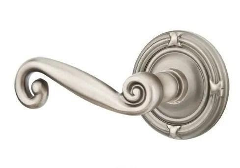 Emtek Rustic Lever With Ribbon & Reed Rosette Pewter