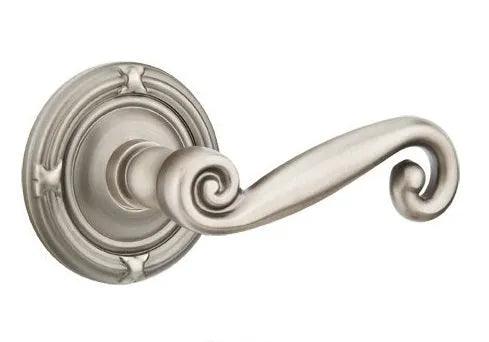 Emtek Rustic Lever With Ribbon & Reed Rosette Pewter