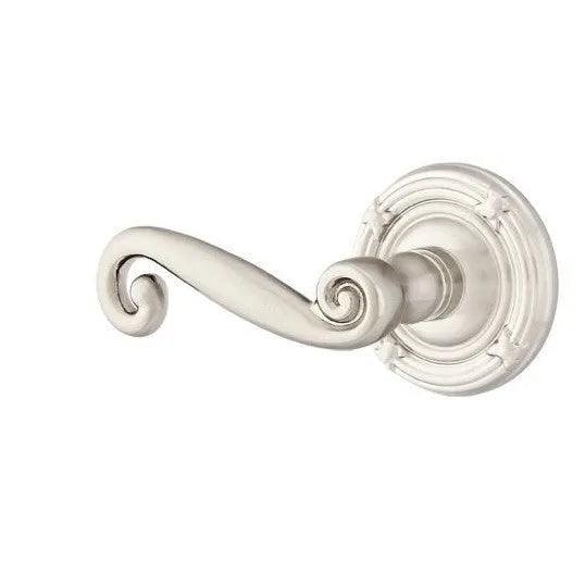 Emtek Rustic Lever With Ribbon & Reed Rosette Satin Nickel