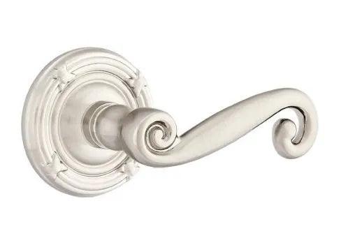 Emtek Rustic Lever With Ribbon & Reed Rosette Satin Nickel