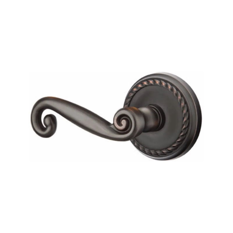 Emtek Rustic Lever With Rope Rosette in finish