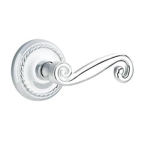 Emtek Rustic Lever With Rope Rosette Polished Chrome